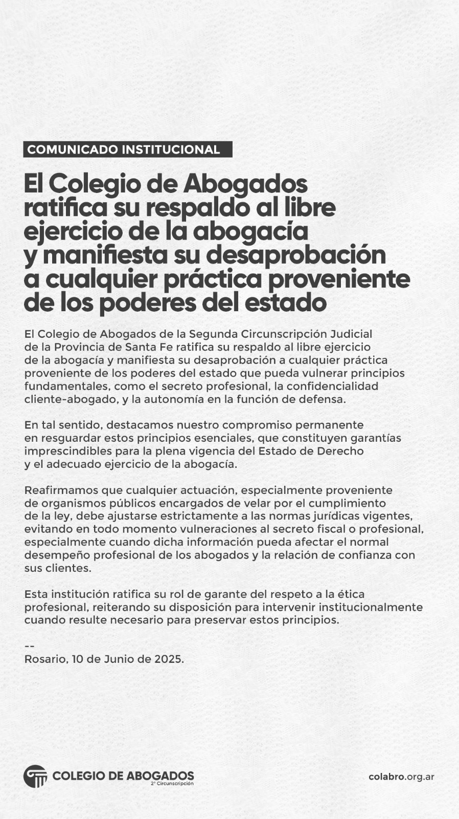 COMUNICADO INSTITUCIONAL